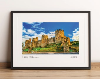 Impressão do castelo de Conwy, pôster do castelo de Conwy, coordenadas de Conwy, arte da parede de Conwy, impressão de fotos de Conwy, viagem de Conwy, pôster de impressão galês do País de Gales
