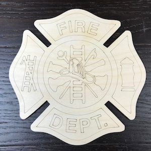 4'' - 14''/ Fire Department / Maltese Cross / wooden logo / laser cut