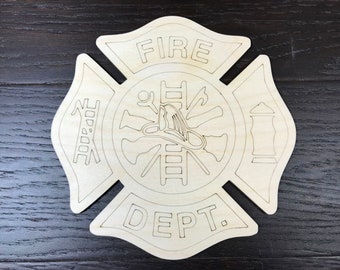 4'' - 14''/ Fire Department / Maltese Cross / wooden logo / laser cut