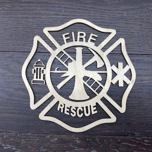 4&#39;&#39; - 14&#39;&#39;/ Fire Rescue / Maltese Cross cut out model 2 / wooden logo / laser cut