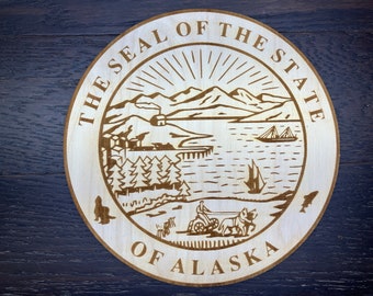 Alaska State Seal  1/4'' Birch plywood / Laser engraved / 10'' - 14'' tall