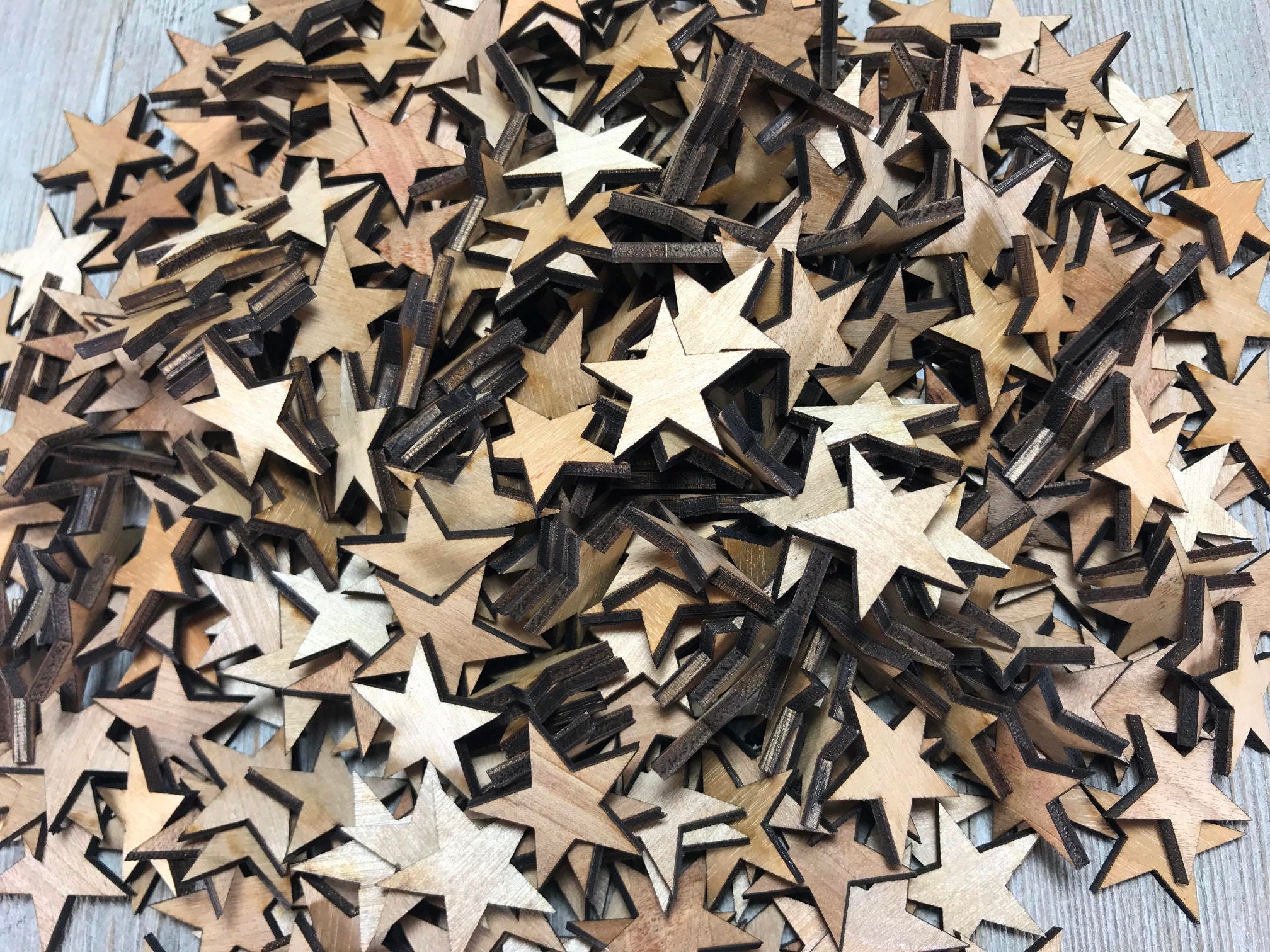 Gold and Silver Small Wooden Adhesive Stars Decorative Star