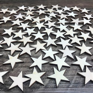 200 / 250 / 300 / 350 pcs mini  laser cut wood stars for flag, diy 0.5&#39;&#39; / 5/8&#39;&#39; / 0,75&#39;&#39; / 1&#39;&#39; /1,25&#39;&#39;