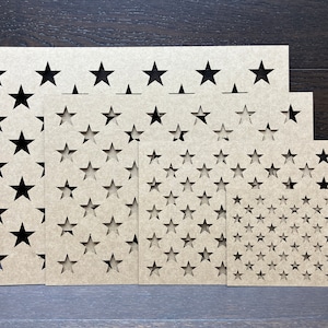4 pack / USA Flag / 50 star&#39;s stencil / 1/16&#39;&#39; cardboard stencil / union stencil /0.5&#39;&#39; / 0.75&#39;&#39; / 1&#39;&#39;  / 1.25&#39;&#39;
