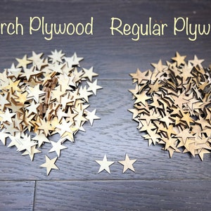 50 stars / 0.5'' 2'' / Birch Regular plywood / crafting supplies 0,5'' / 0,75'' / 1'' /1,25'' /1,5'' /1,75'' /2'' image 2