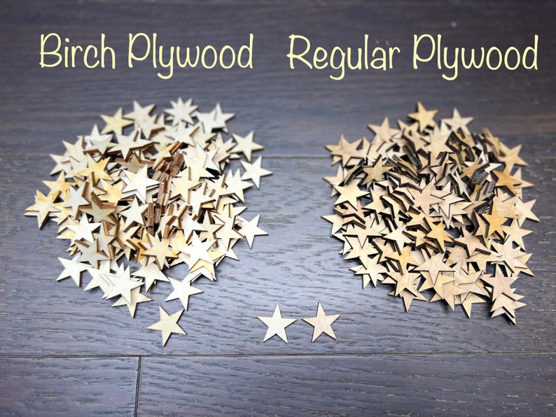 50 stars / 0.5'' 2'' / Birch Regular plywood / crafting supplies 0,5'' / 0,75'' / 1'' /1,25'' /1,5'' /1,75'' /2'' image 2