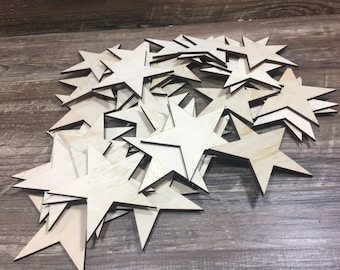 3.5'' Laser-cut wooden stars- craft supplies