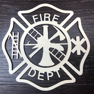 4'' - 14''/ Fire Department / Maltese Cross cut out  / wooden logo / laser cut