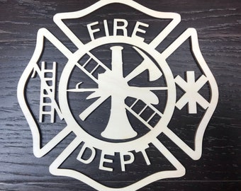 4&#39;&#39; - 14&#39;&#39;/ Fire Department / Maltese Cross cut out  / wooden logo / laser cut