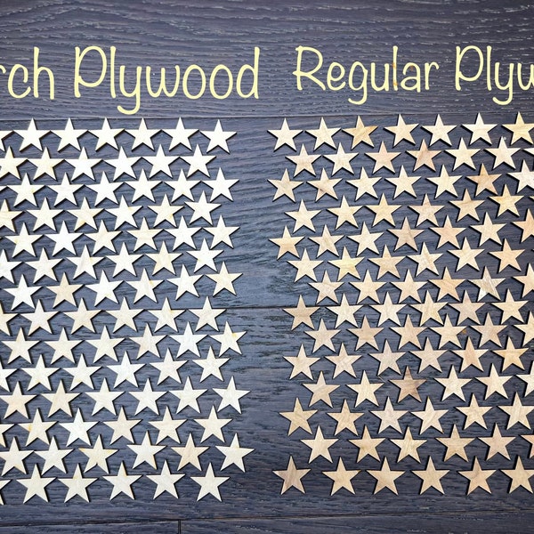 50 stars / 0.5'' - 2'' / Birch - Regular plywood / crafting supplies 0,5'' / 0,75'' / 1'' /1,25'' /1,5'' /1,75'' /2''