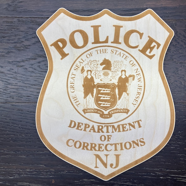 New Jersey Police Department of Corrections / 1/4'' Birch plywood / Laser engraved / 10'' - 14'' tall