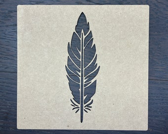 Feather stencil / 1/16'' cardboard stencil  / 5'' to 14''