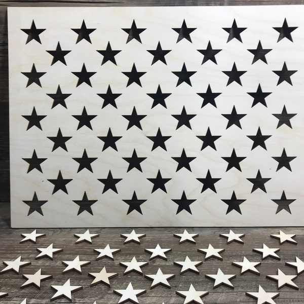USA Flag / 50 star's stencil / wooden stencil / union stencil /0.5'' / 0.75'' / 1''  / 1.25''