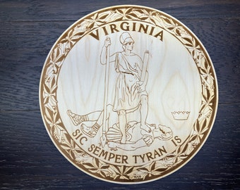 Virginia State Seal  1/4'' Birch plywood / Laser engraved / 10'' - 14'' tall