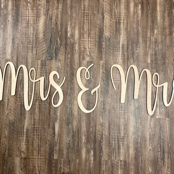 46'' wide /  Mrs & Mrs /  laser cut / large wall sign /