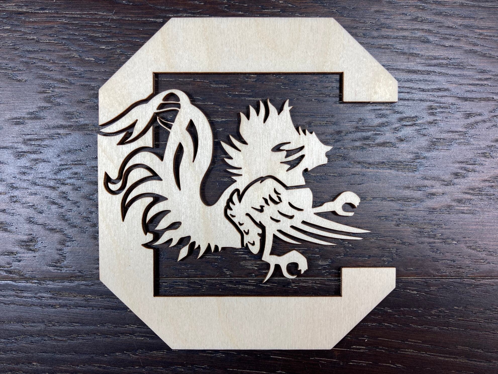 South Carolina fighting gamecock / wood stencil / laser cut | Etsy