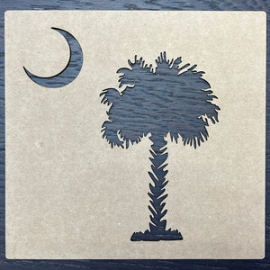 Palmetto Baum und Mond Schablone / 1/16 &#39;&#39; Pappschablone / 5 &#39;&#39; bis 14 &#39;&#39;
