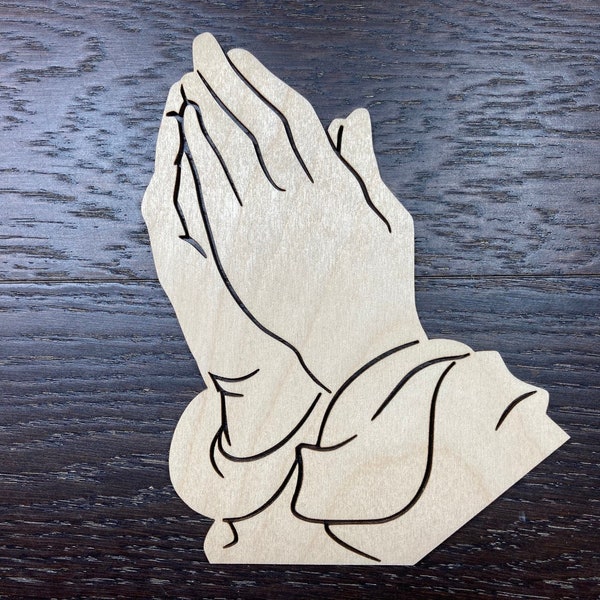 5'' - 14'' / praying hands /  Wooden logo