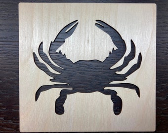 Pochoir crabe / pochoir bois / Découpe laser / 6'' à 14''