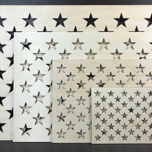 4 pack / USA Flag / 50 star&#39;s stencil / wooden stencil / union stencil /0.5&#39;&#39; / 0.75&#39;&#39; / 1&#39;&#39;  / 1.25&#39;&#39;