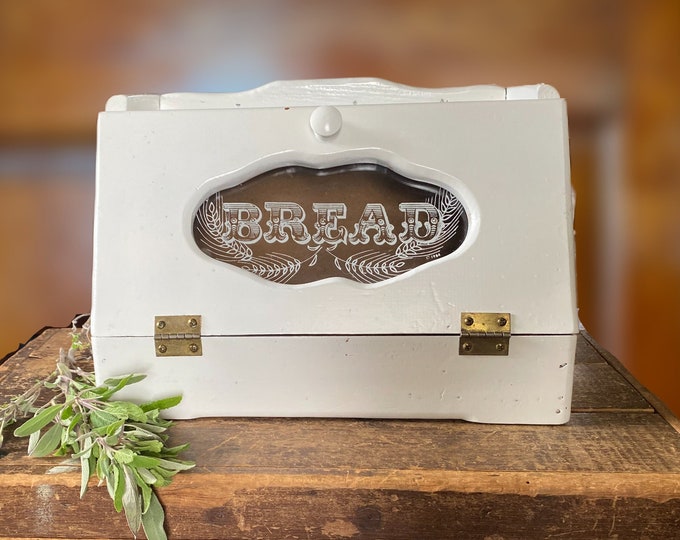 Vintage Bread Box, White Wood With Window - Etsy