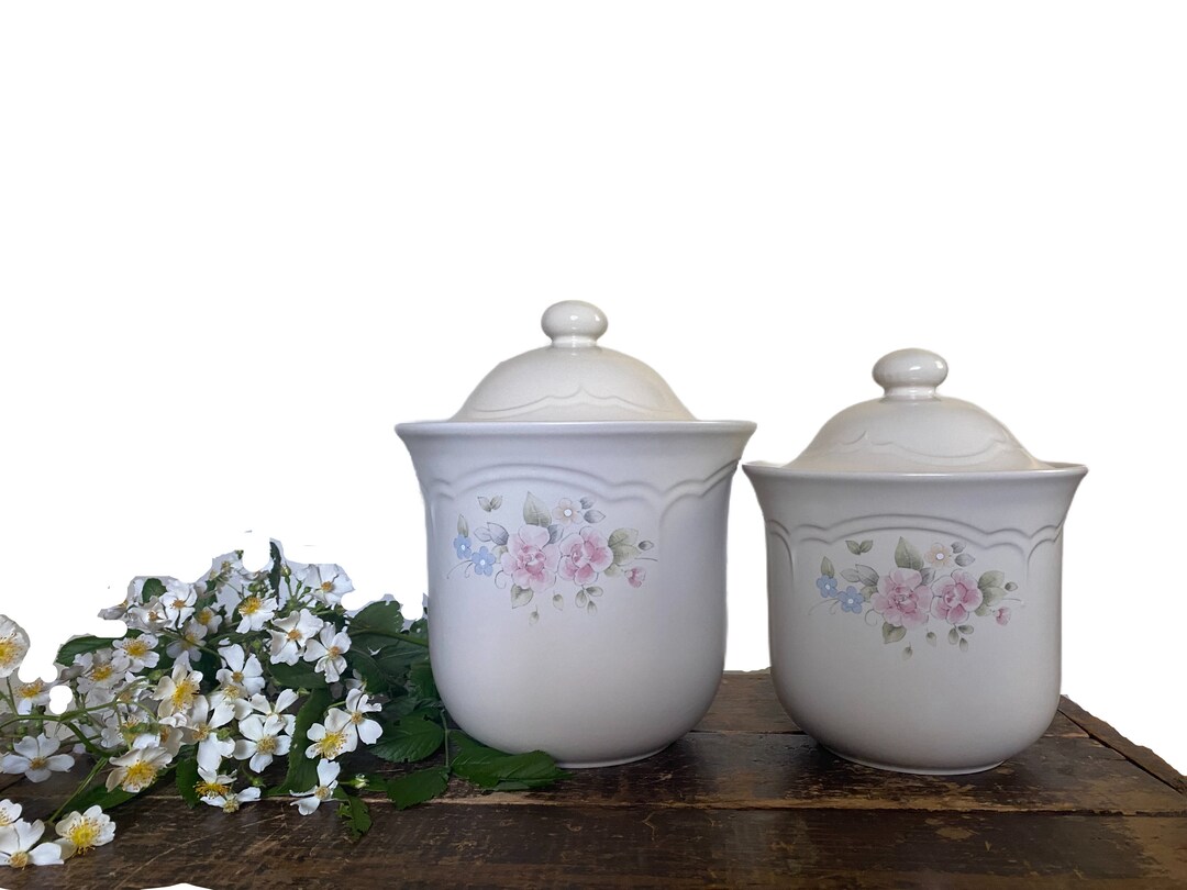 Pfaltzgraff Tea Rose Canister Set of 2 FREE SHIPPING Etsy