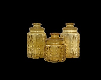 Amber Glass Canister, Federal Glass Show Off Jar, Sun Gold, Apothecary Jar