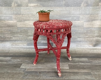 Wicker Stool, FREE SHIPPING, Side Table, Plant Stand, Vanity Chair