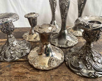 Vintage Godinger Candle Holders, Ornate Silverplate, Your Choice, FREE SHIPPING in the US