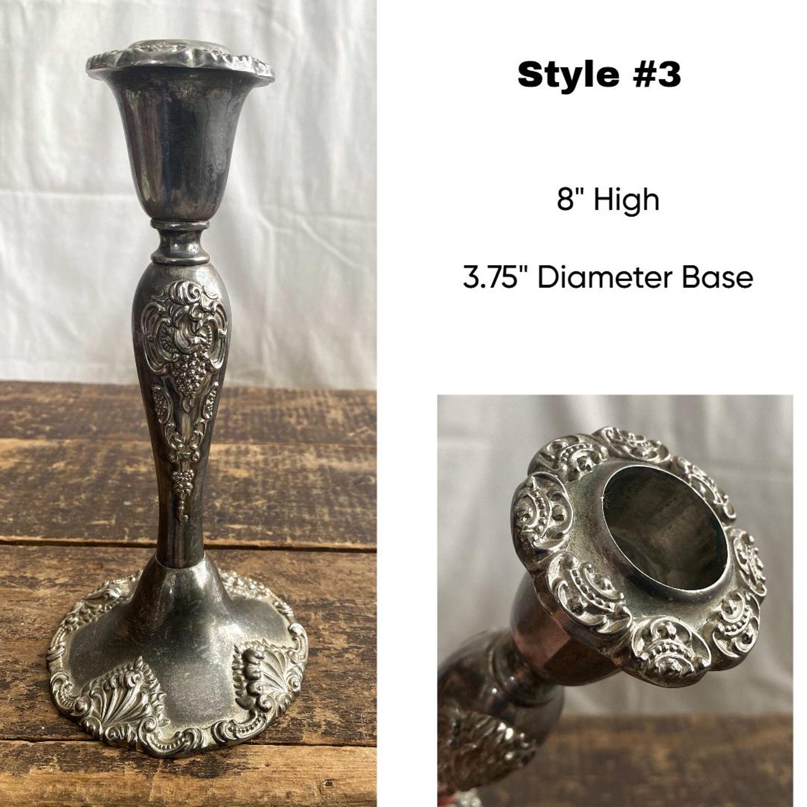 Vintage Godinger Candle Holders, Ornate Silverplate, Your Choice, FREE SHIPPING in the US - Style #3