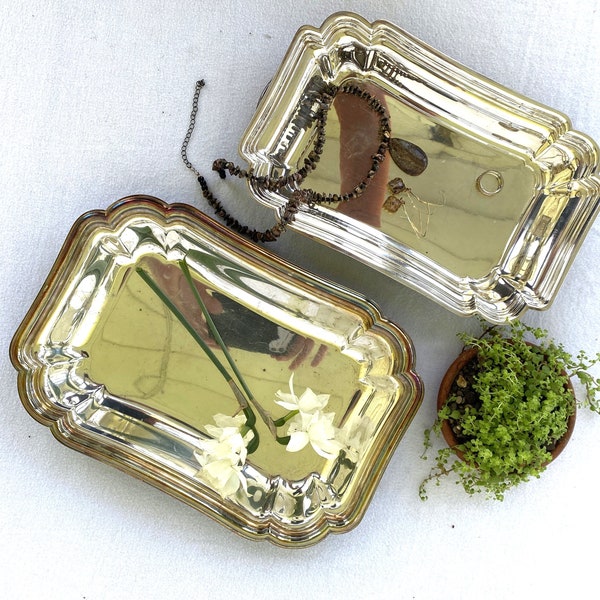 Decorative Tray Set, Vintage Silverplate Vanity Tray