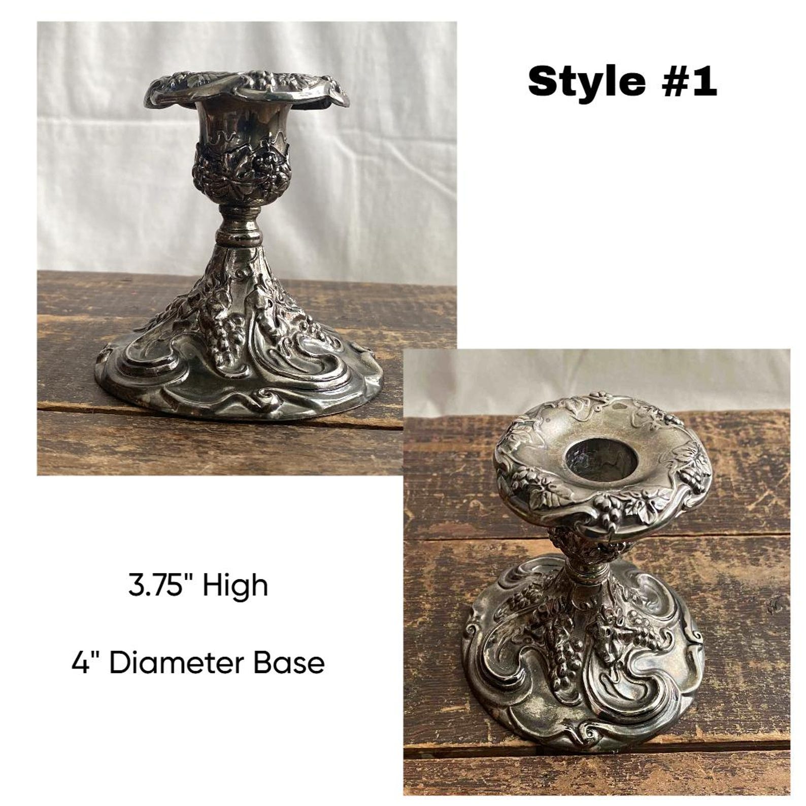 Vintage Godinger Candle Holders, Ornate Silverplate, Your Choice, FREE SHIPPING in the US - Style #1
