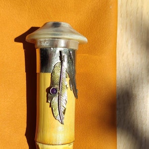 Ney flute / Turkish Ney flute for  professional players! Indian feathers ring,alpaca silver,brass,copper with amethyst stone!