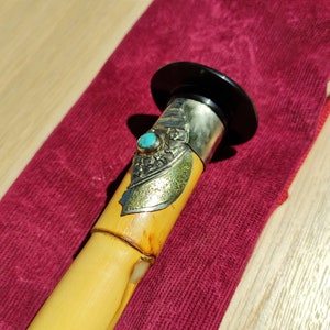 Ney flute / Turkish Ney flute for  professional players!!Sea Shell Alpaca & bronze silver ring with gem stones!Wave brass bottom ring!