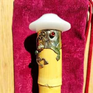 Ney flute/Turkish Ney flute for  professional players!! Hummingbird Alpaca silver & brass ring with 3 gem stones!Hammered brass bottom ring!