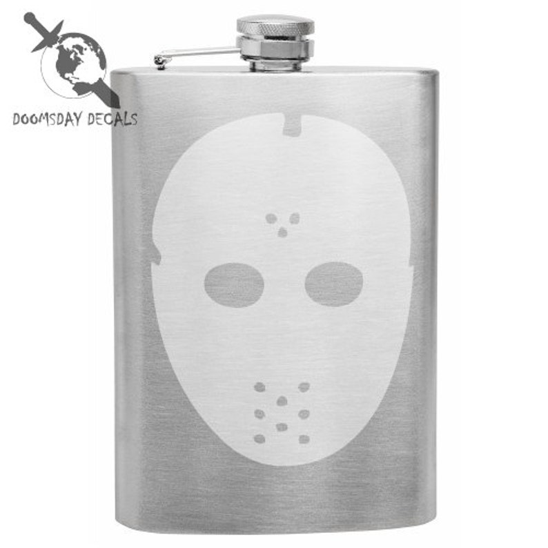 Killer's Hockey Mask Horror Movie Inspired 8 oz Etched Hip Etsy Nederland