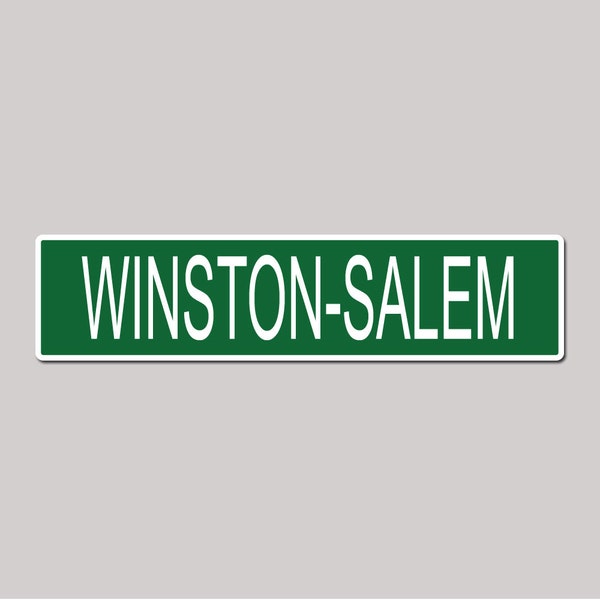 WINSTON-SALEM City Pride Green Vinyl on White - 4X17 Aluminum Street Sign