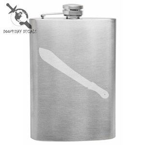 Killer's Machete Blade Horror Movie Inspired 8 oz Etched Hip Flask