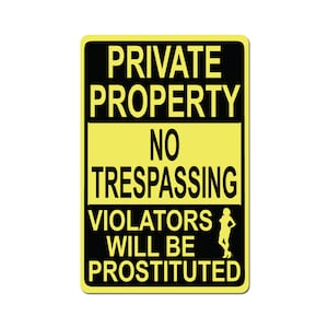 Private Property No Trespassing Violators Will Be Prostituted - 10X15 Aluminum Street Sign