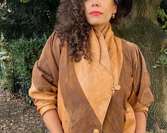 80s Camel Leather & Suede Jacket