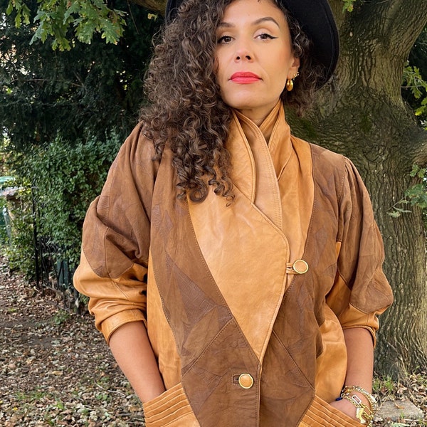 80s Camel Leather & Suede Jacket