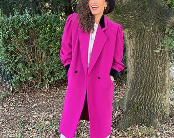 80s Magenta Mansfield Cashmere  Coat