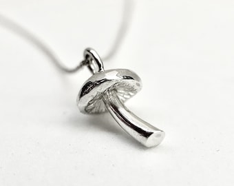 Sterling Silver Foraging Mushroom Necklace - Pendant - Handmade - UK - Gift