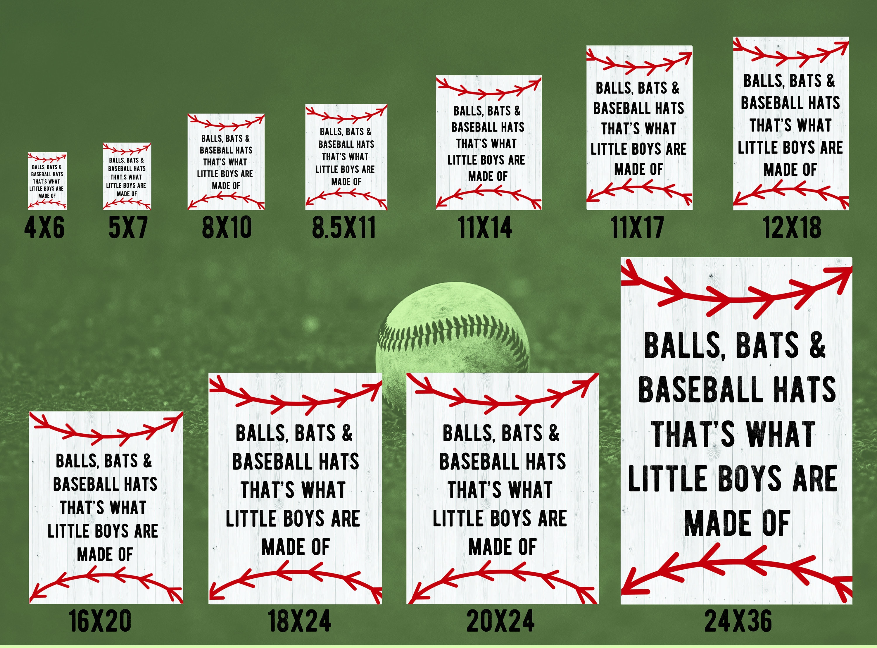 Printable Wall Art Balls Bats and Baseball Hats Etsy