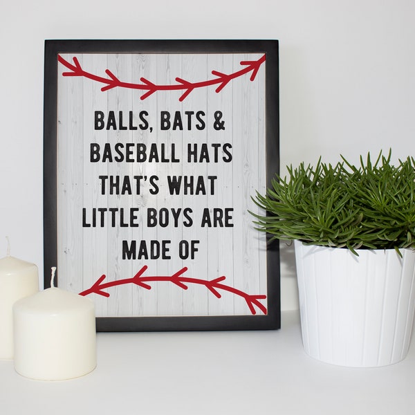 Printable Wall Art | Balls Bats and Baseball Hats | Downloadable Prints | Room Art | Sports