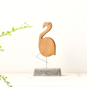 Wooden Flamingo Figurine, Tiny House Decor, Tropical Themed Baby Shower, Wooden Bird Sculpture, Animal Nursery Decor, Decorative Wood Art