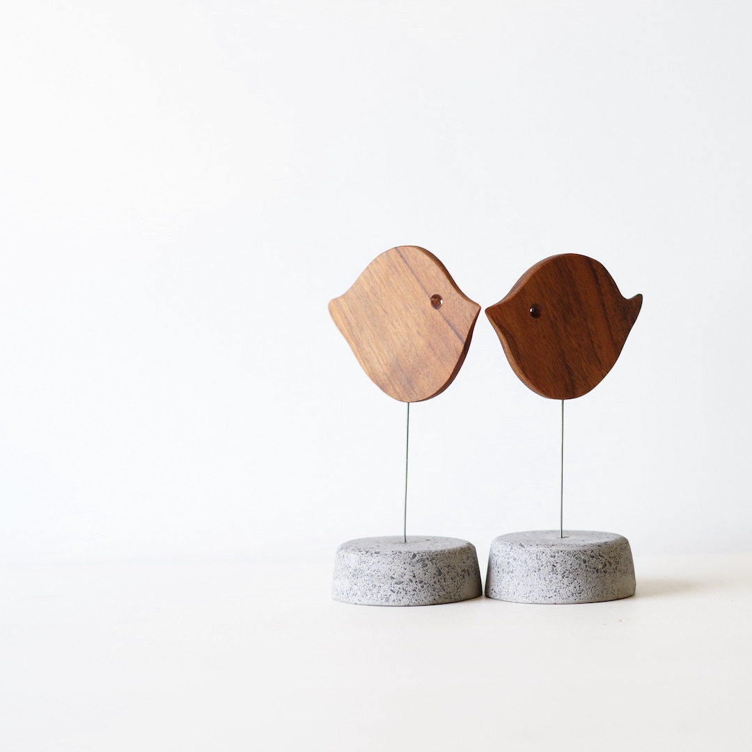 Romantic Home Décor, Handcrafted Bird Figurines, Artisan Lovebird