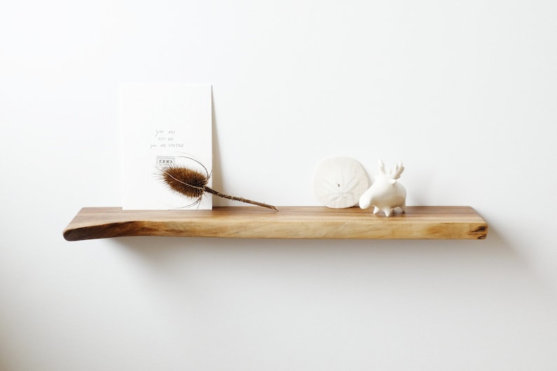 Floating Wall Shelf, Wooden Picture Rail Ledge, Minimalist Rustic Shelf, Scandinavian Walnut Shelves, Hanging Wooden Kitchen Décor, Japandi Decor