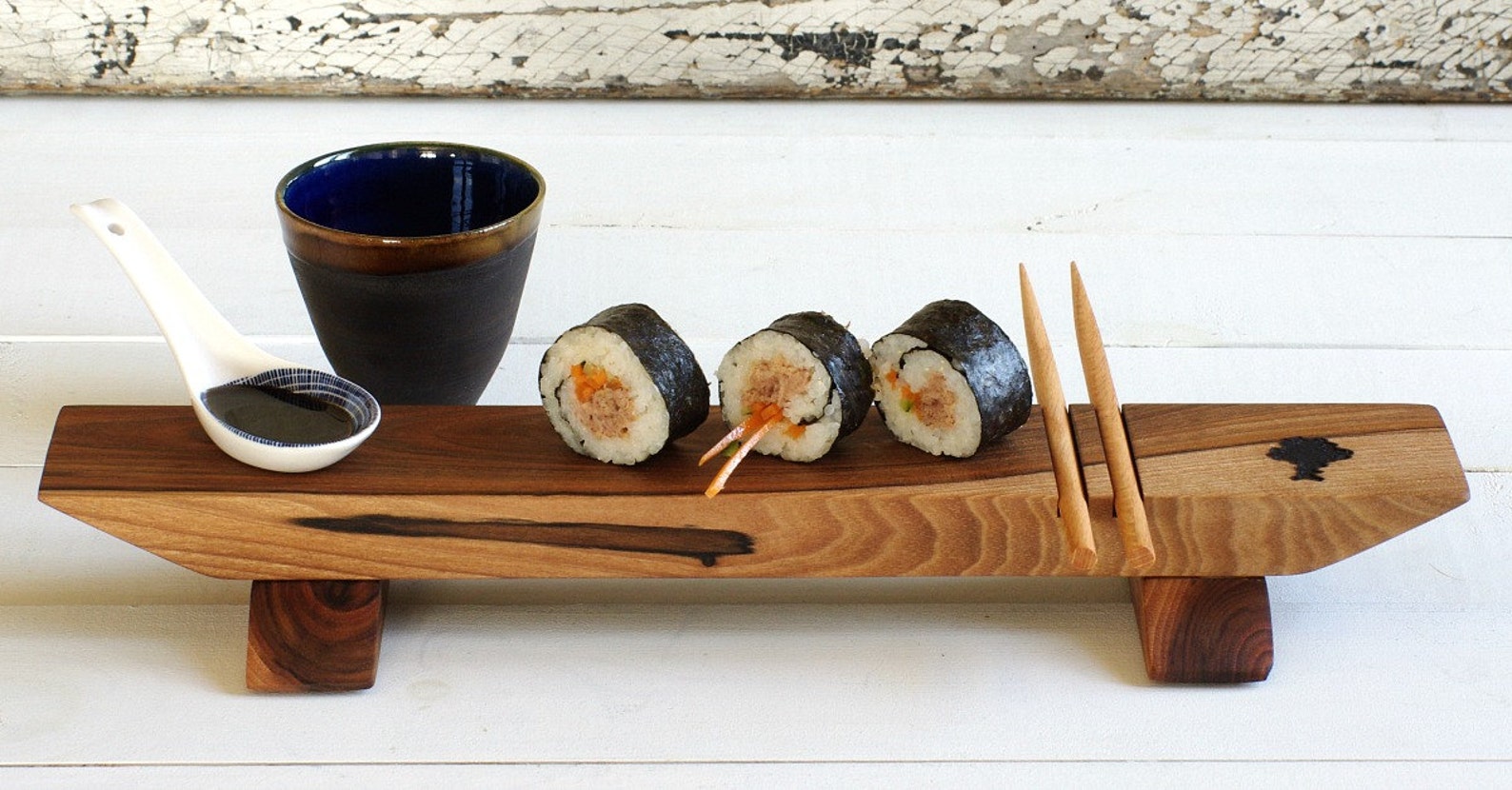 Wooden Sushi Serving Set Oriental Style Tableware 5th Etsy