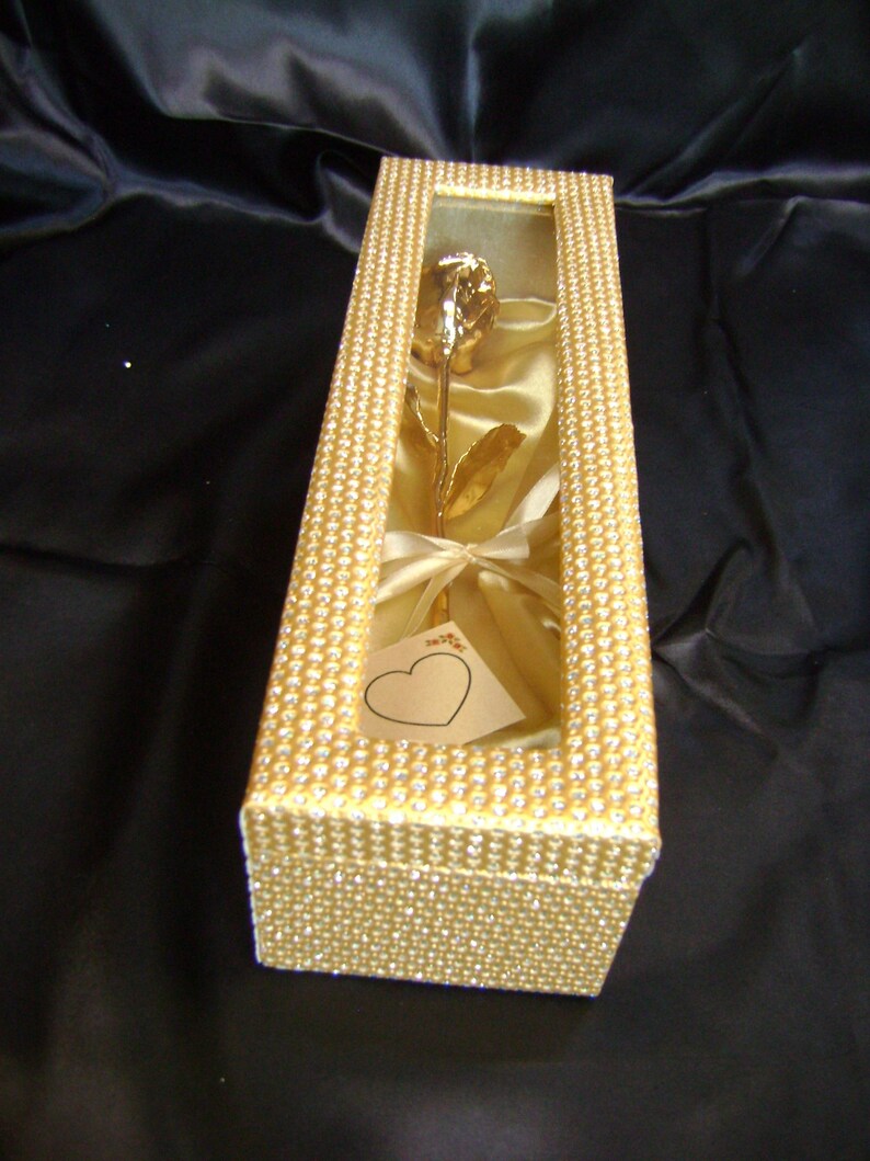 CHRISTMAS GIFT 24K Gold Dipped 6/" Real Rose with Gold Satin /& Red Velvet Box NEW